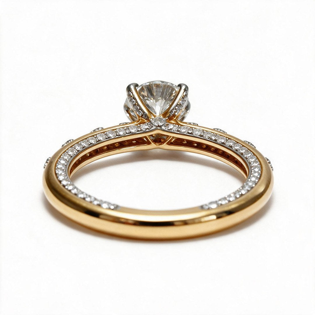 Yellow Gold Polish 9K Round Solitairect Solitaire Ring