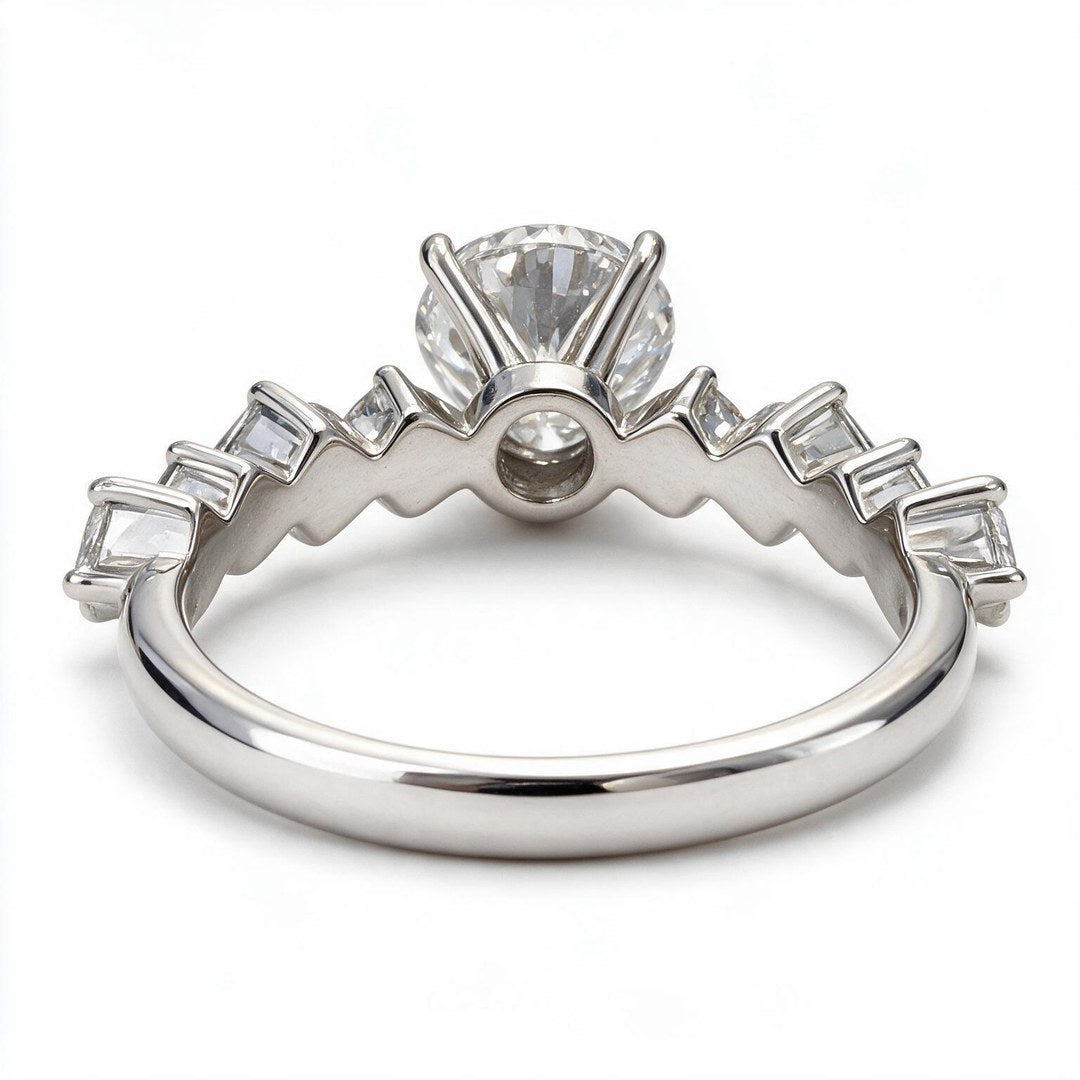 White Rhodium 9K Round Solitairect Solitaire Ring