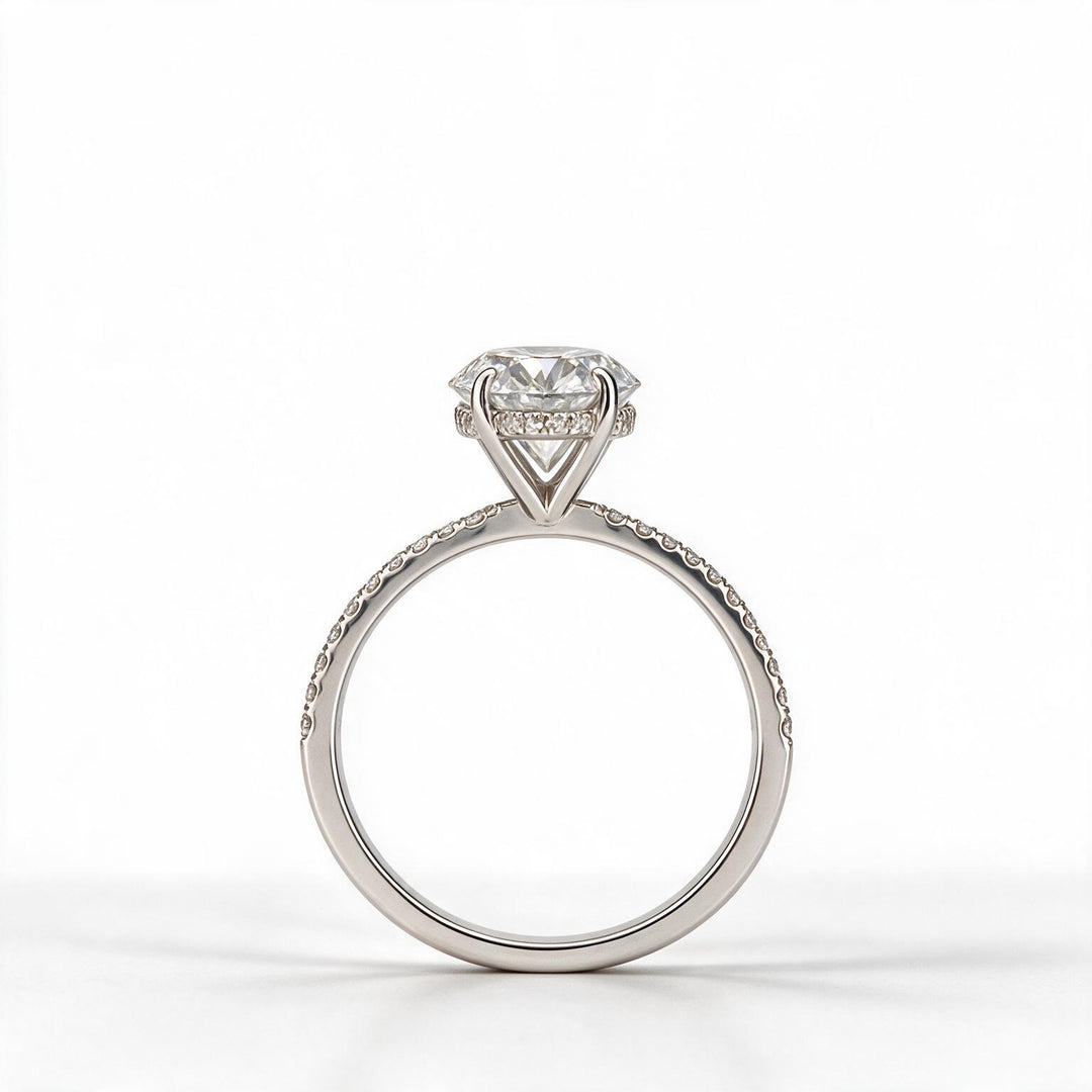 White Rhodium 9K Oval Solitairect Solitaire Ring