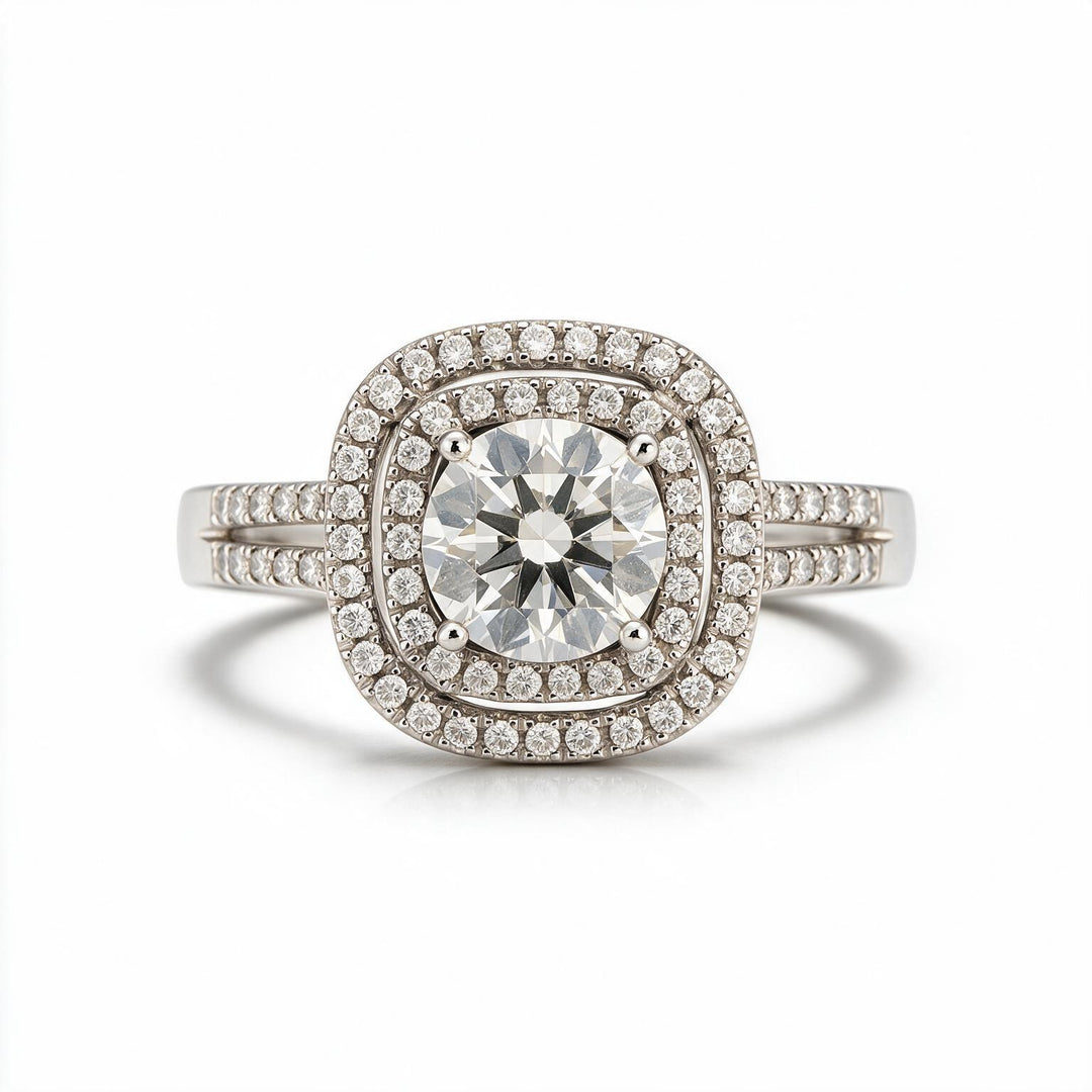 White Rhodium 9K Round Solitairect Solitaire Ring