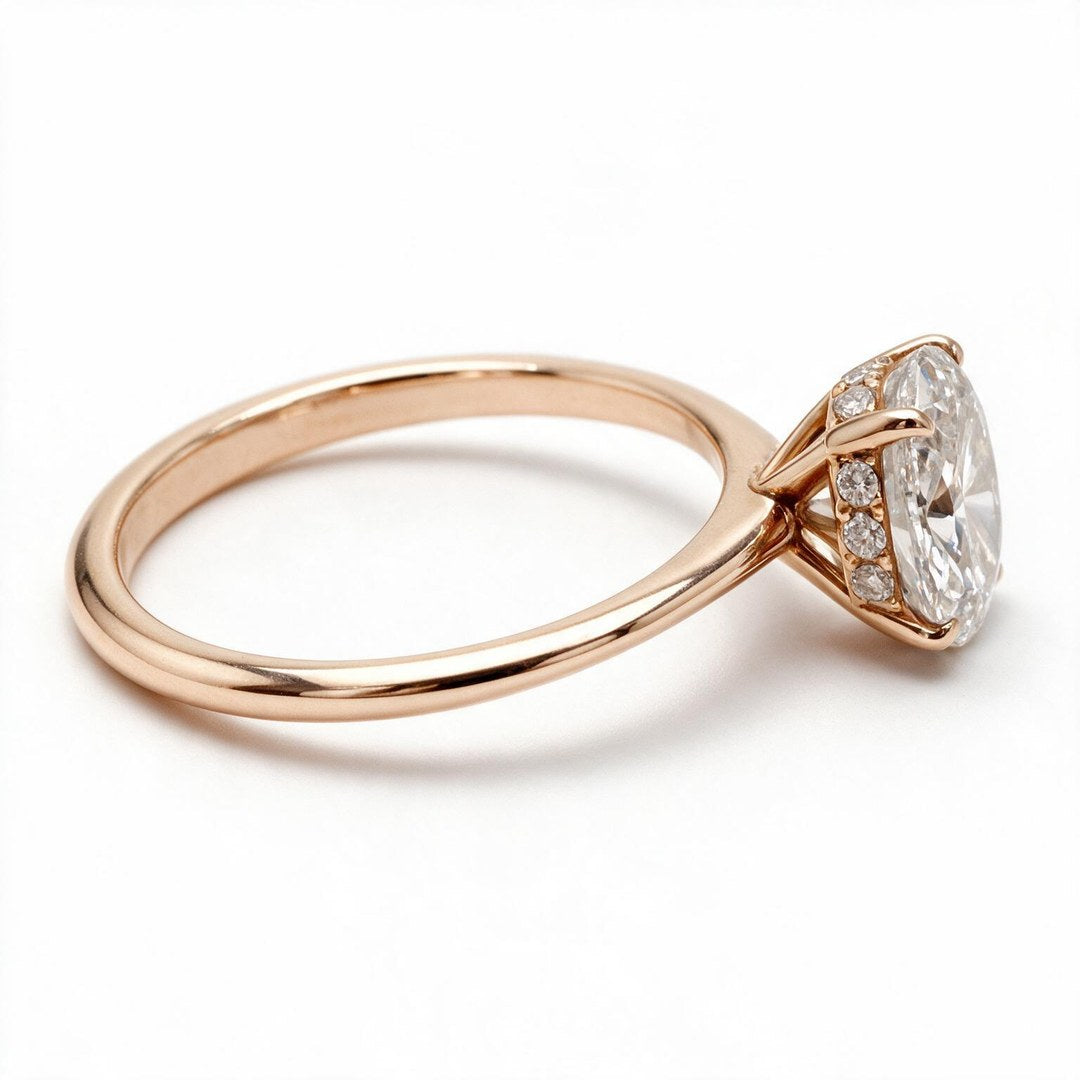 White Rhodium 9K Oval Solitairect Solitaire Ring