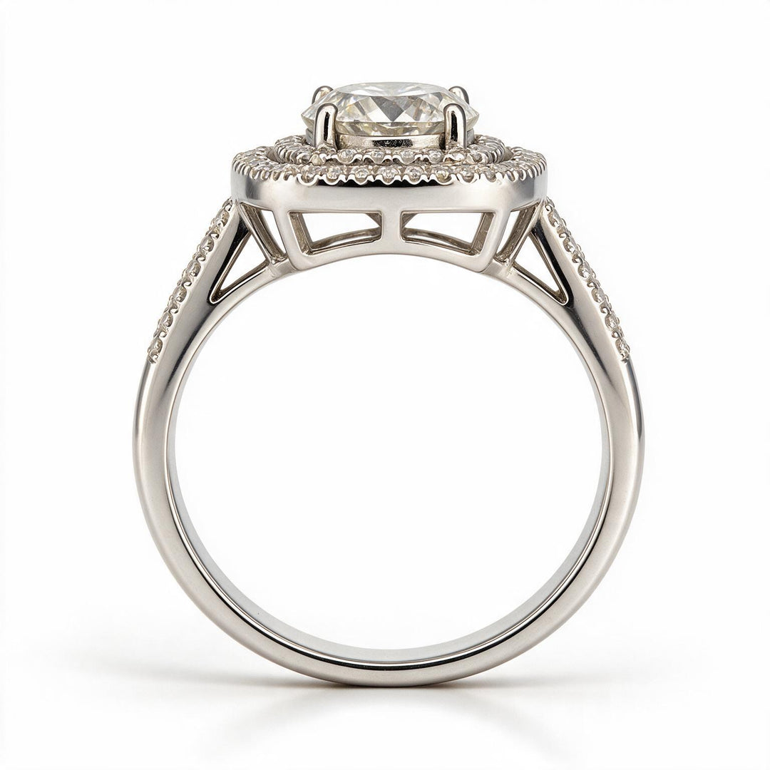 White Rhodium 9K Round Solitairect Solitaire Ring