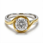 Load image into Gallery viewer, Two Tone 9K Round Solitairect Solitaire Ring
