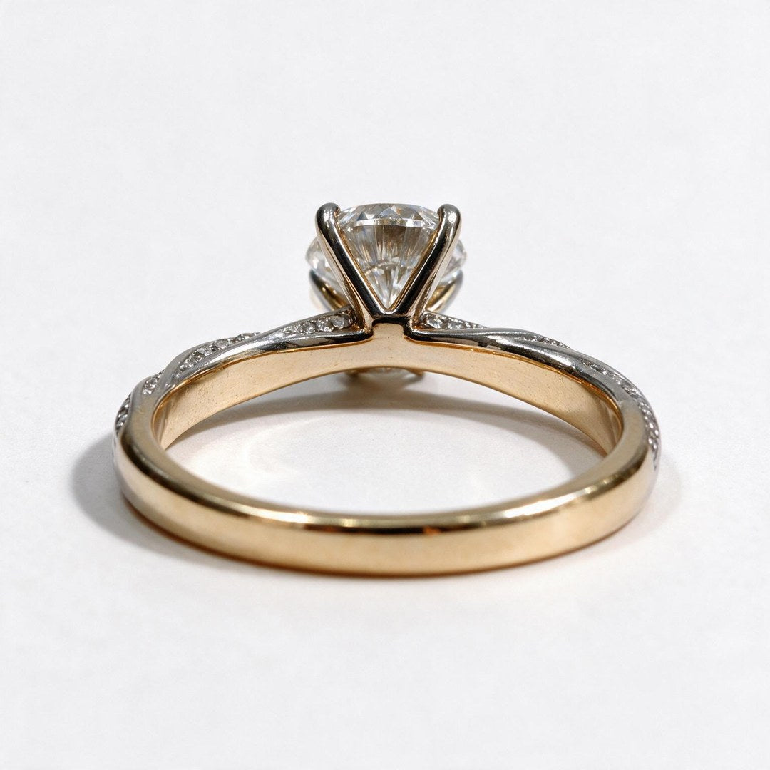 Yellow Gold Polish 9K Round Solitairect Solitaire Ring