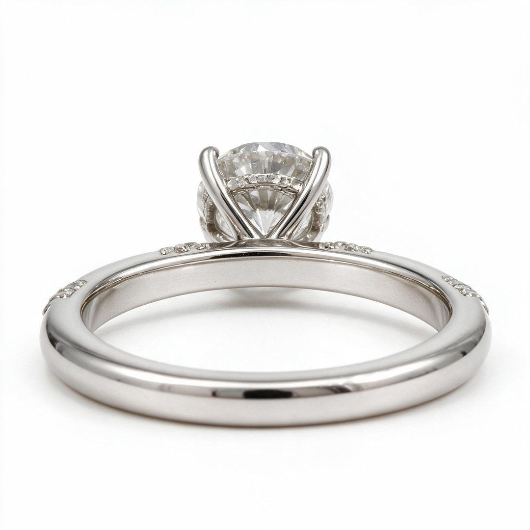 White Rhodium 9K Round Solitairect Solitaire Ring