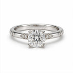 Load image into Gallery viewer, White Rhodium 9K Round Solitairect Solitaire Ring
