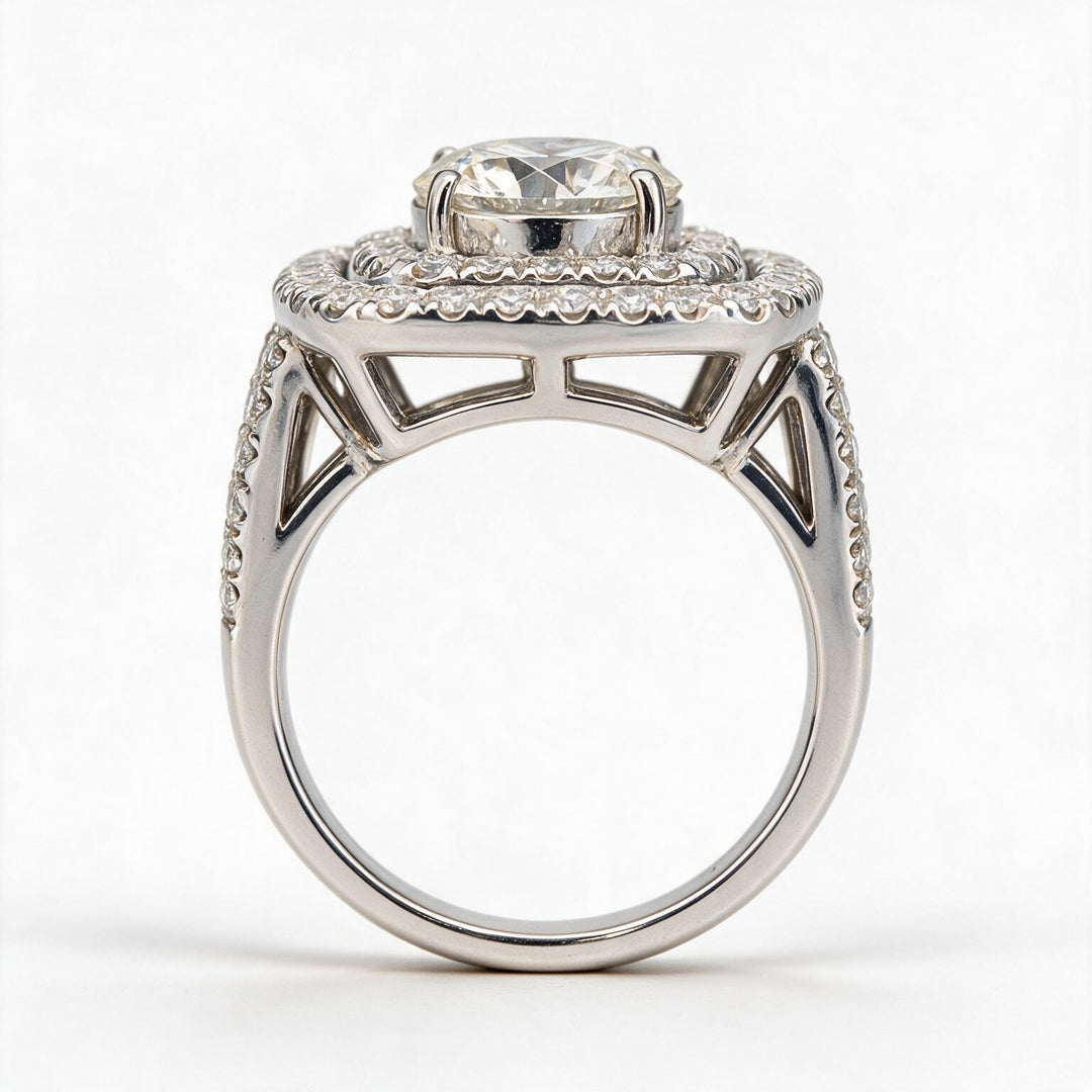 White Rhodium 9K Round Solitairect Solitaire Ring