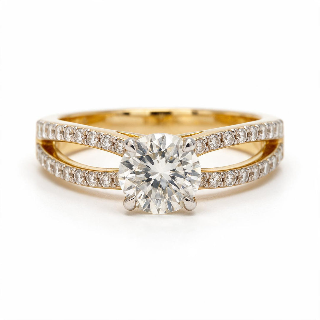 Yellow Gold Polish 9K Round Solitairect Solitaire Ring