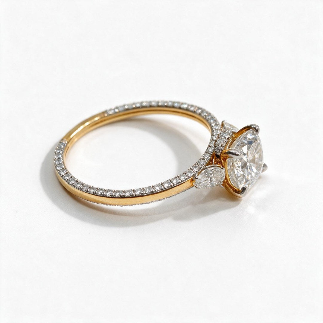 Yellow Gold Polish 9K Round Solitairect Solitaire Ring