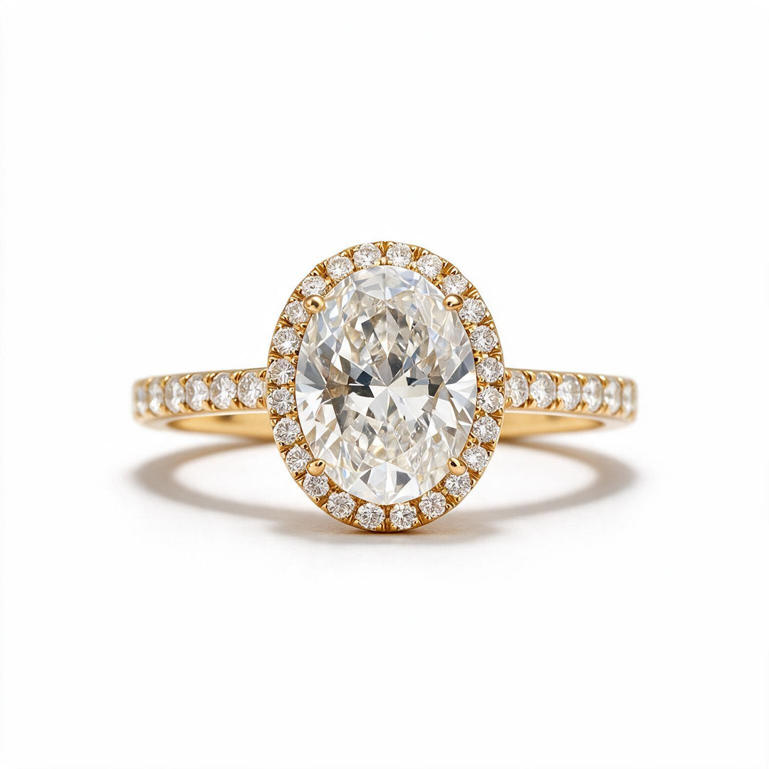 Yellow Gold Polish 9K Oval Solitairect Solitaire Ring
