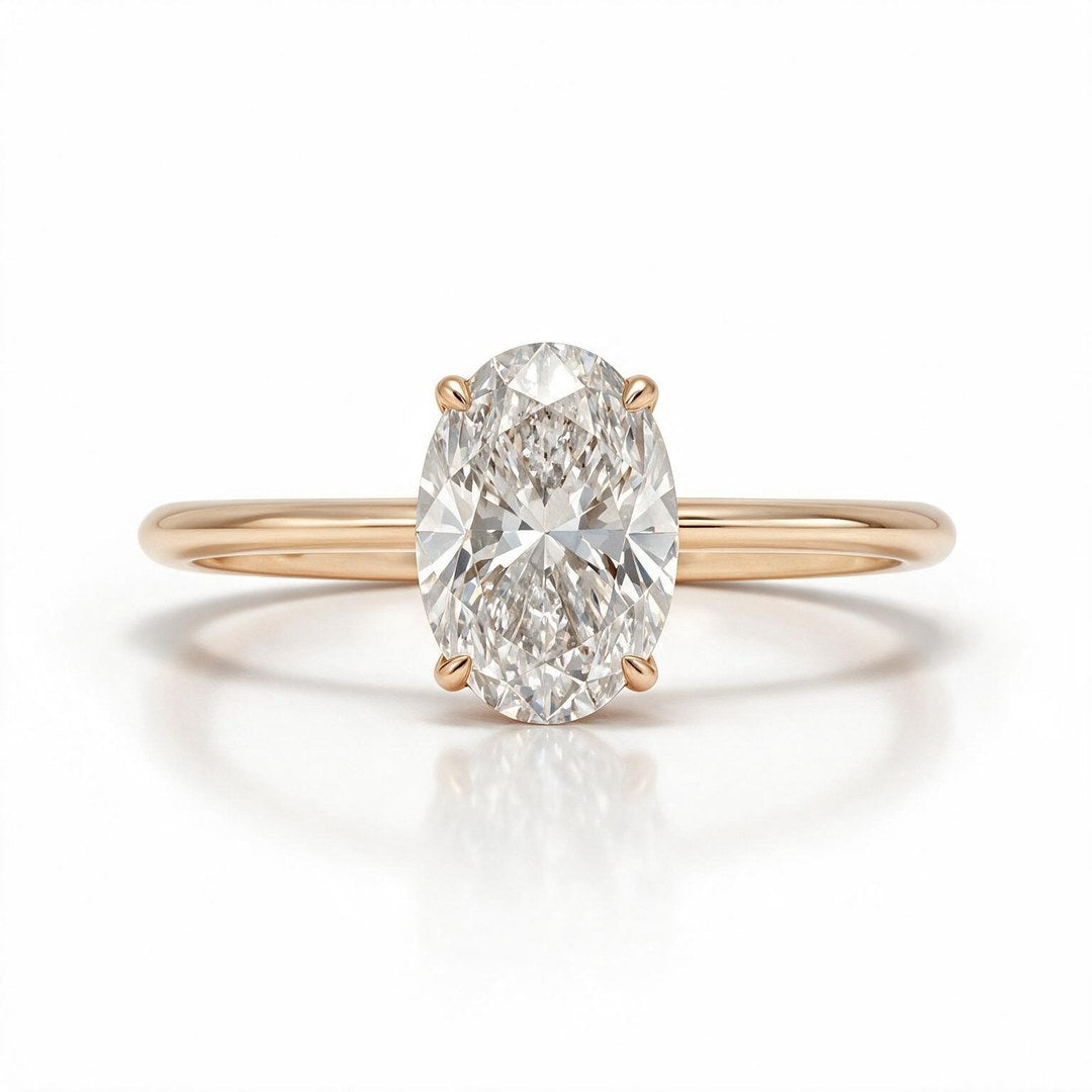 White rhodium 9k oval solitairect solitaire ring