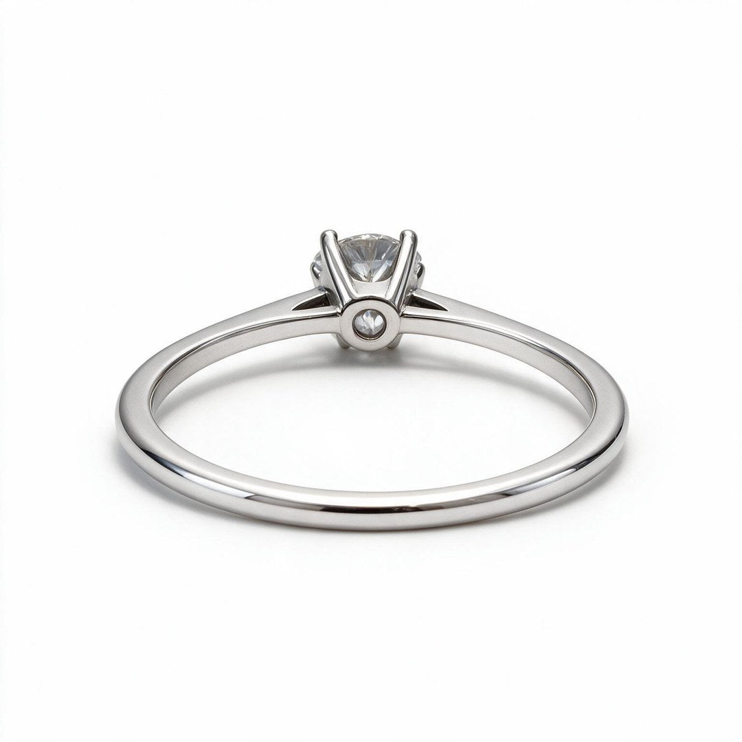 White Rhodium 9K Round Solitairect Solitaire Ring