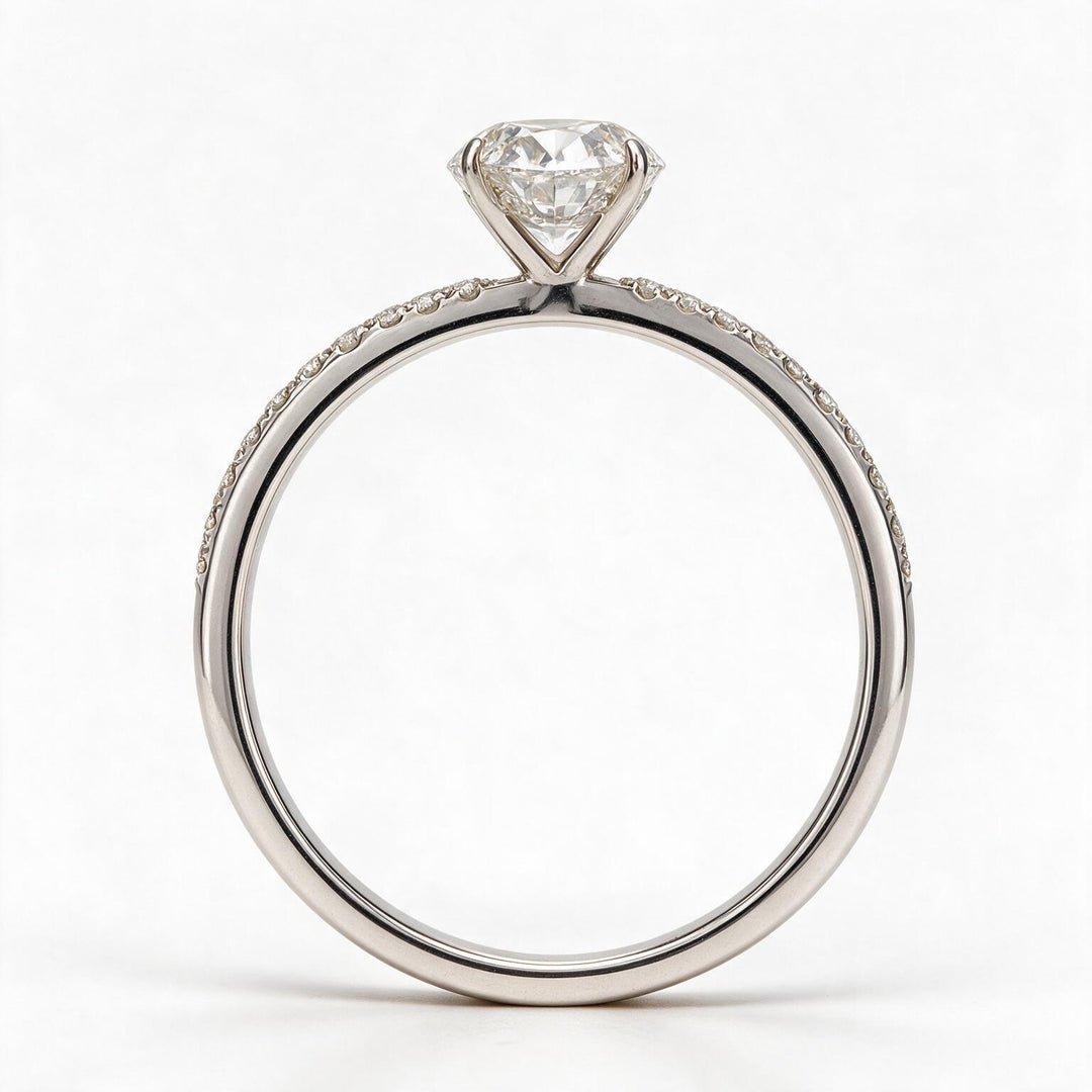 White Rhodium 9K Oval Solitairect Solitaire Ring