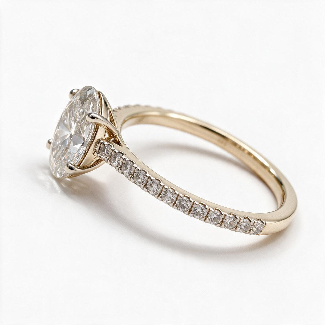 Yellow Gold Polish 9K Oval Solitairect Solitaire Ring