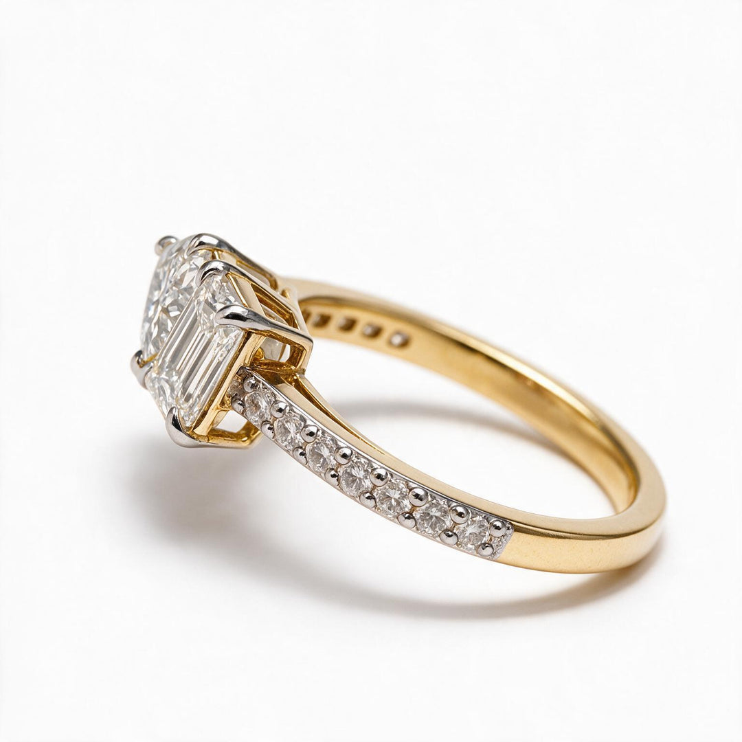 Yellow Gold Polish 9K Emerald Diamond Jewelleryct Solitaire Ring