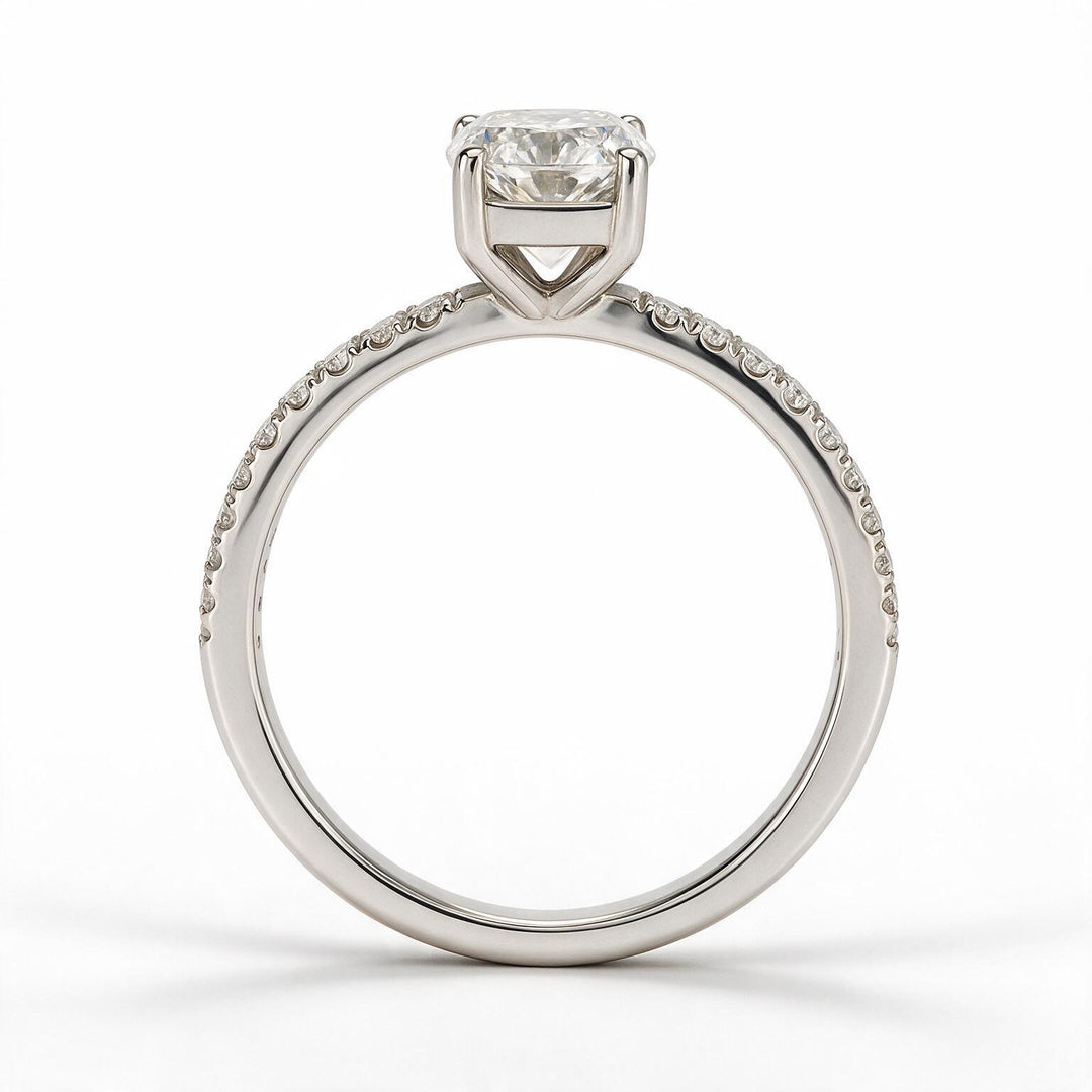 White Rhodium 9K Cushion Solitairect Solitaire Ring