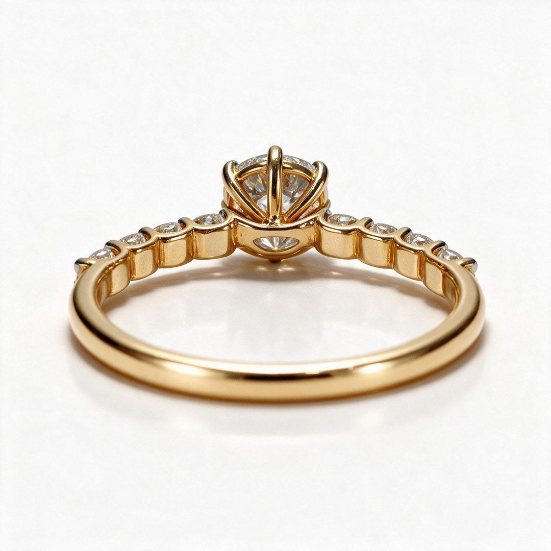 Yellow Gold Polish 9K Round Solitairect Solitaire Ring