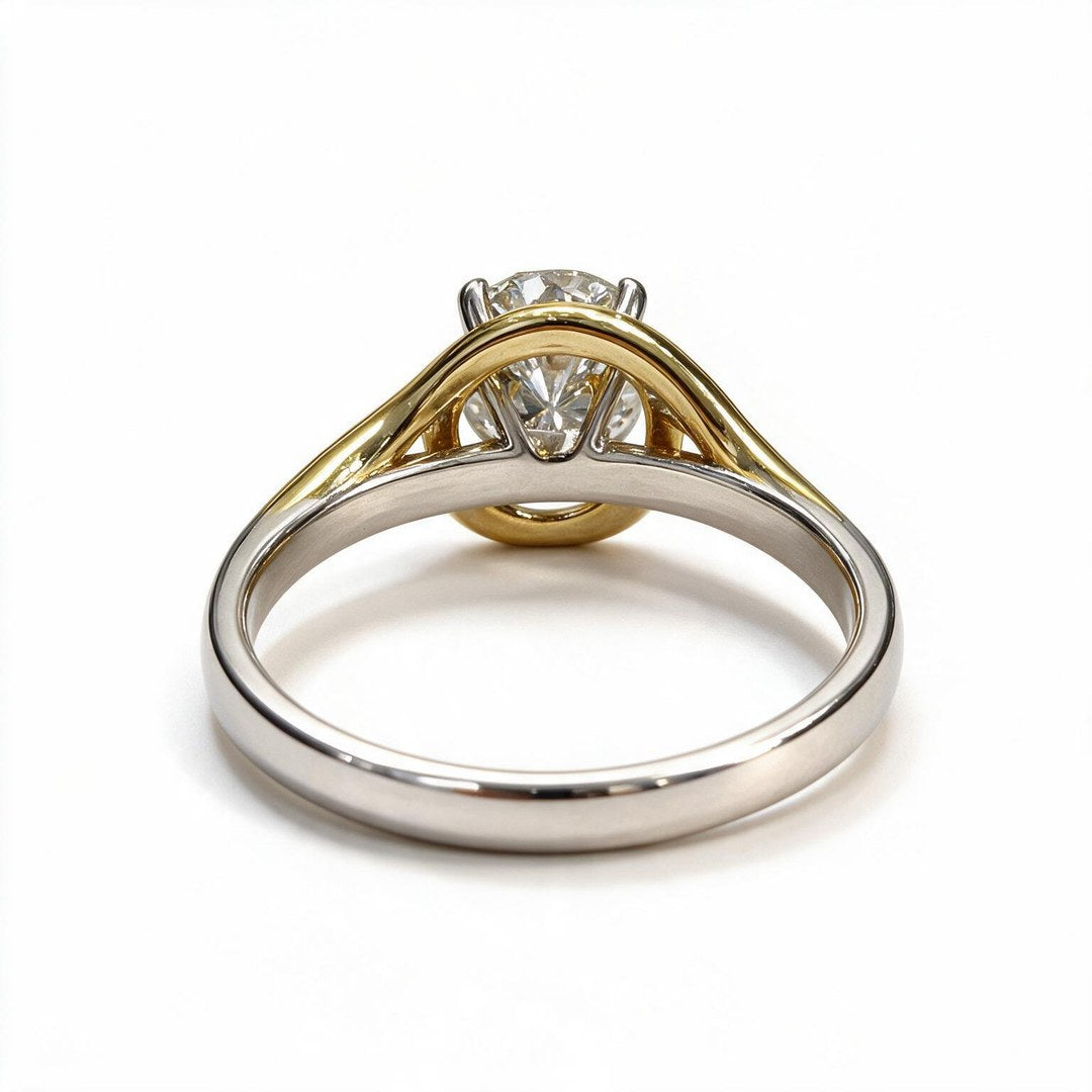 Yellow Gold Polish 9K Round Solitairect Solitaire Ring