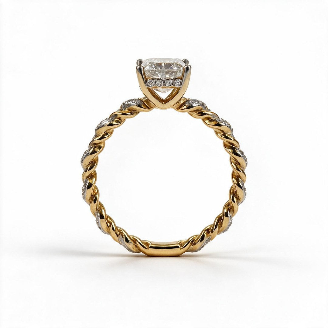 Yellow Gold Polish 9K Princess Solitairect Solitaire Ring