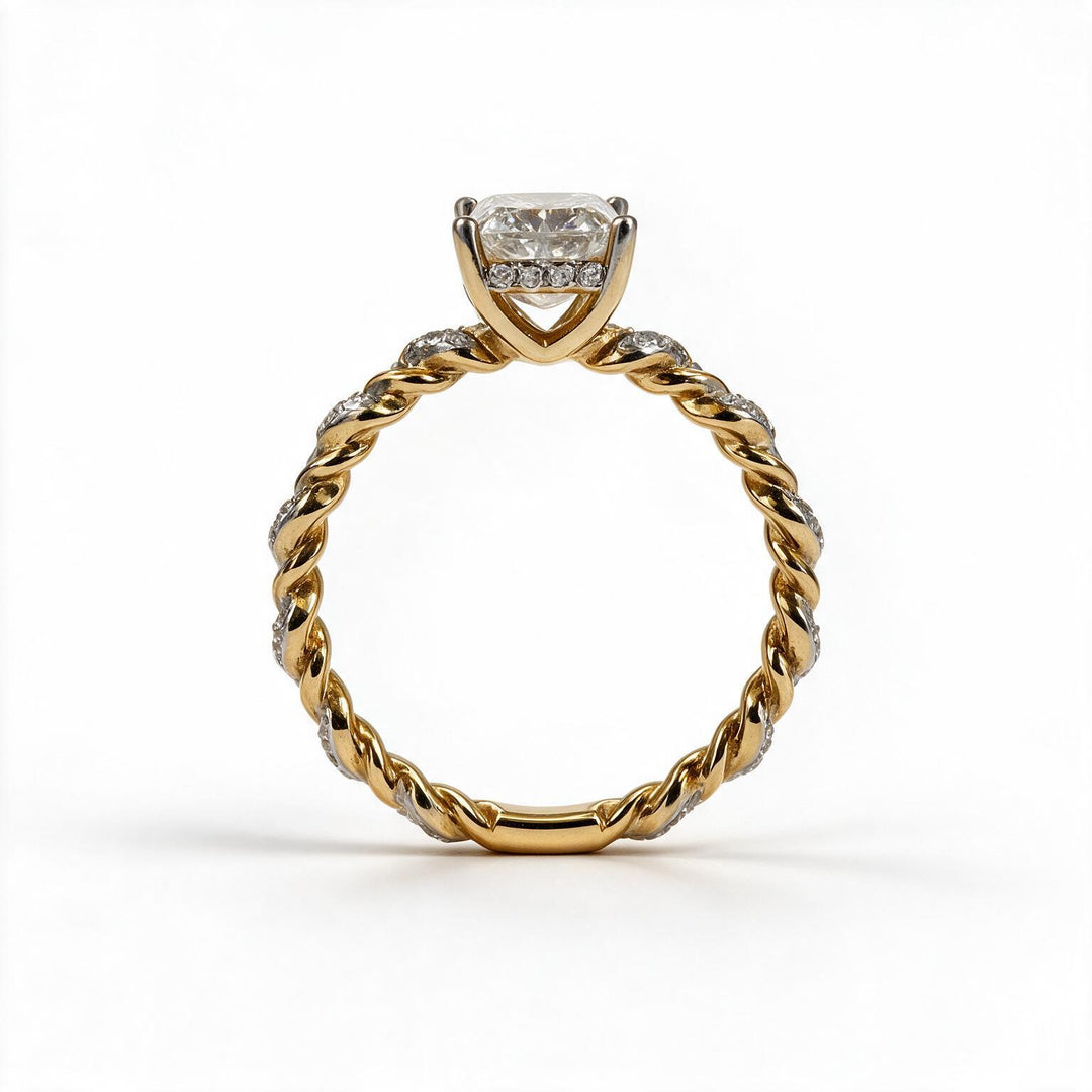 Yellow Gold Polish 9K Princess Solitairect Solitaire Ring