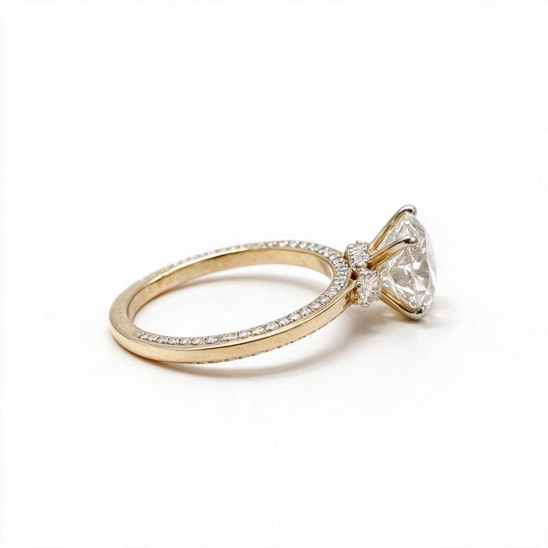 Yellow Gold Polish 9K Round Solitairect Solitaire Ring