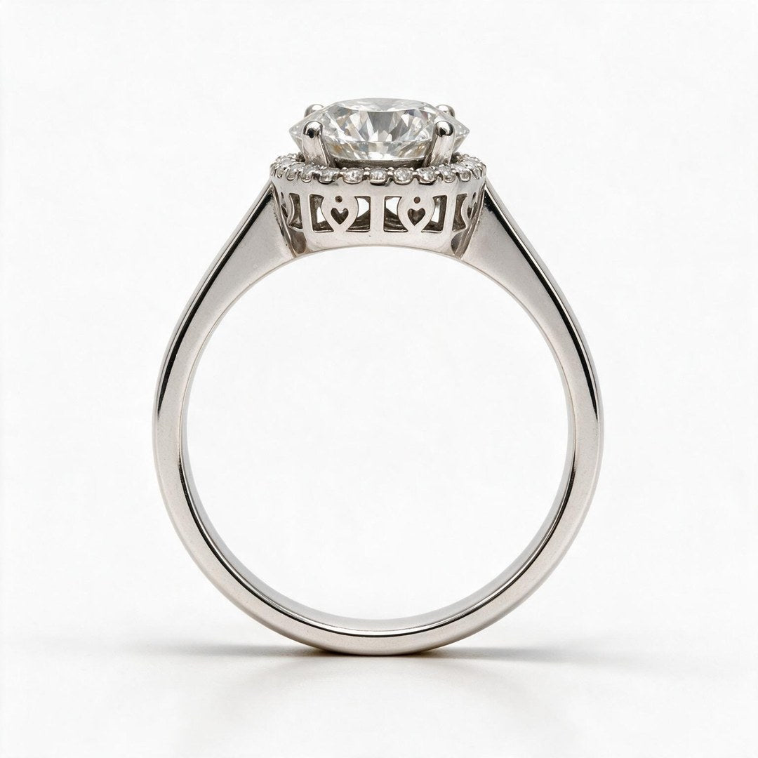 White Rhodium 9K Round Solitairect Solitaire Ring