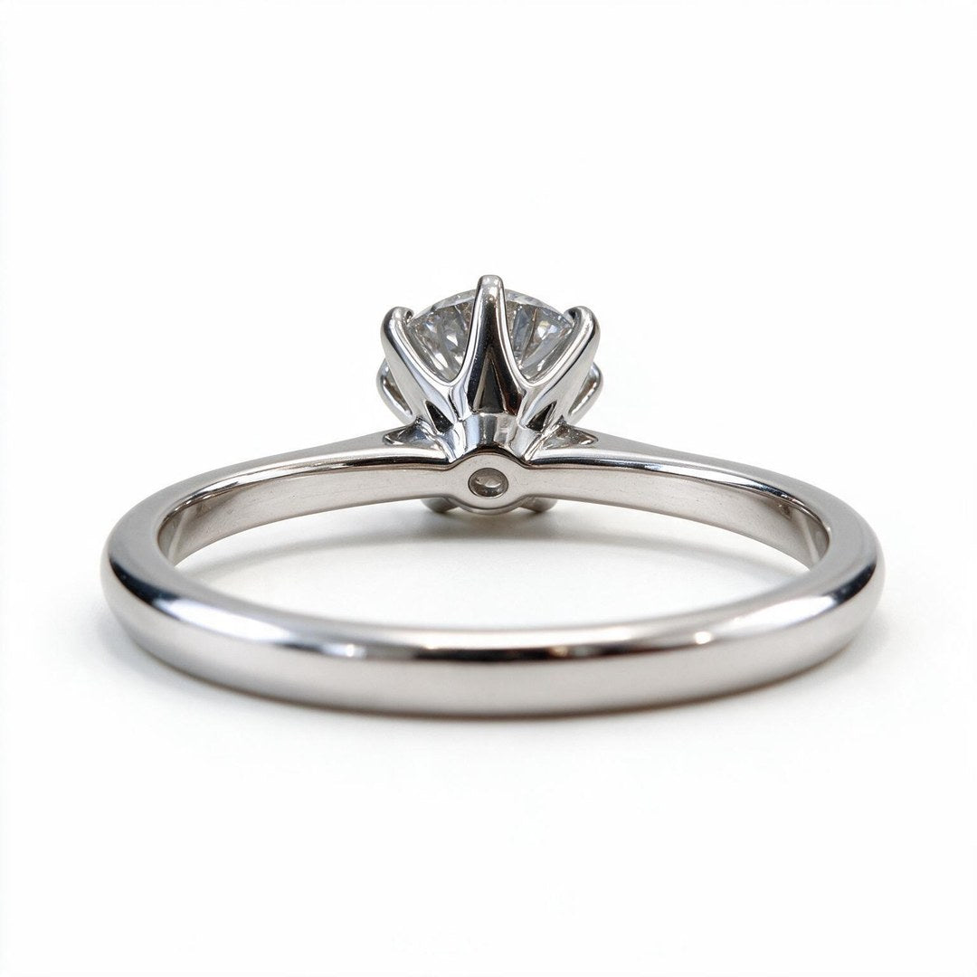 White Rhodium 9K Round Solitairect Solitaire Ring