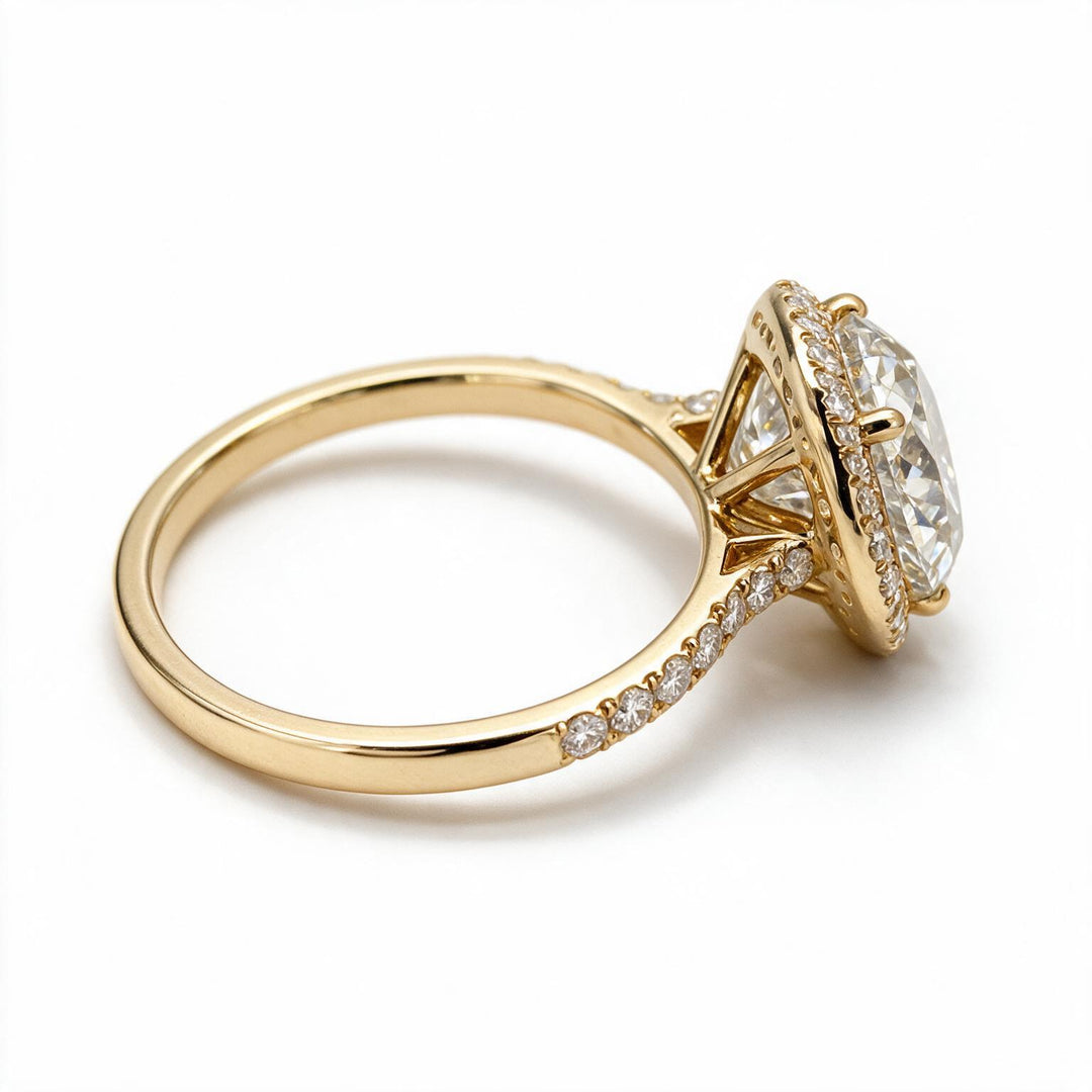 Yellow Gold Polish 9K Oval Solitairect Solitaire Ring
