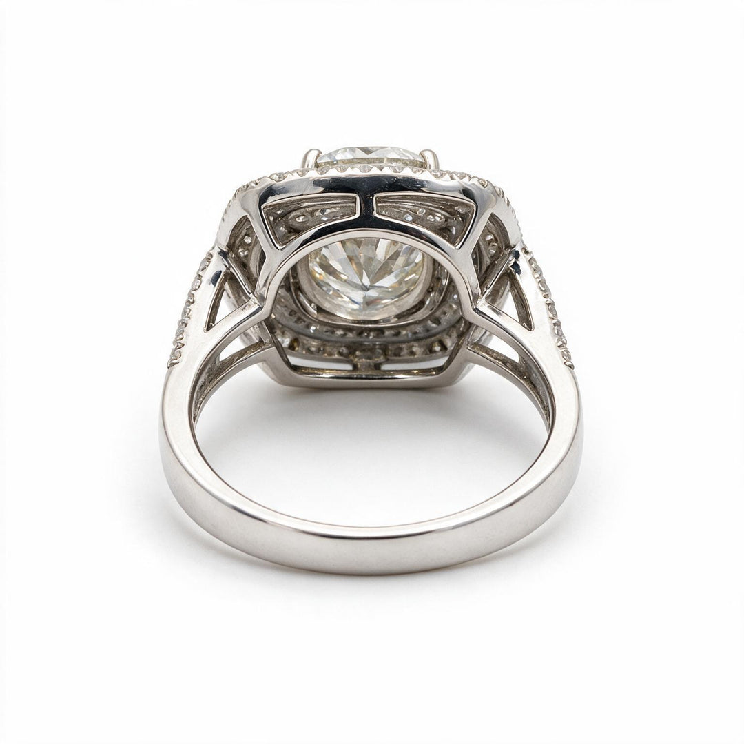 White Rhodium 9K Round Solitairect Solitaire Ring
