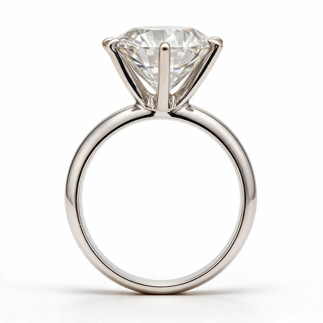 White Rhodium 14K Round Solitairect Solitaire Ring