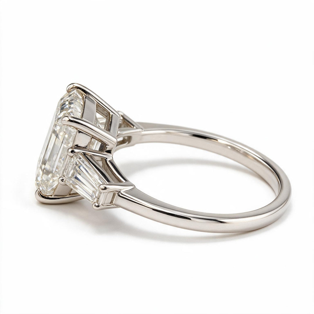 White Rhodium 14K Emerald Solitairect Solitaire Ring