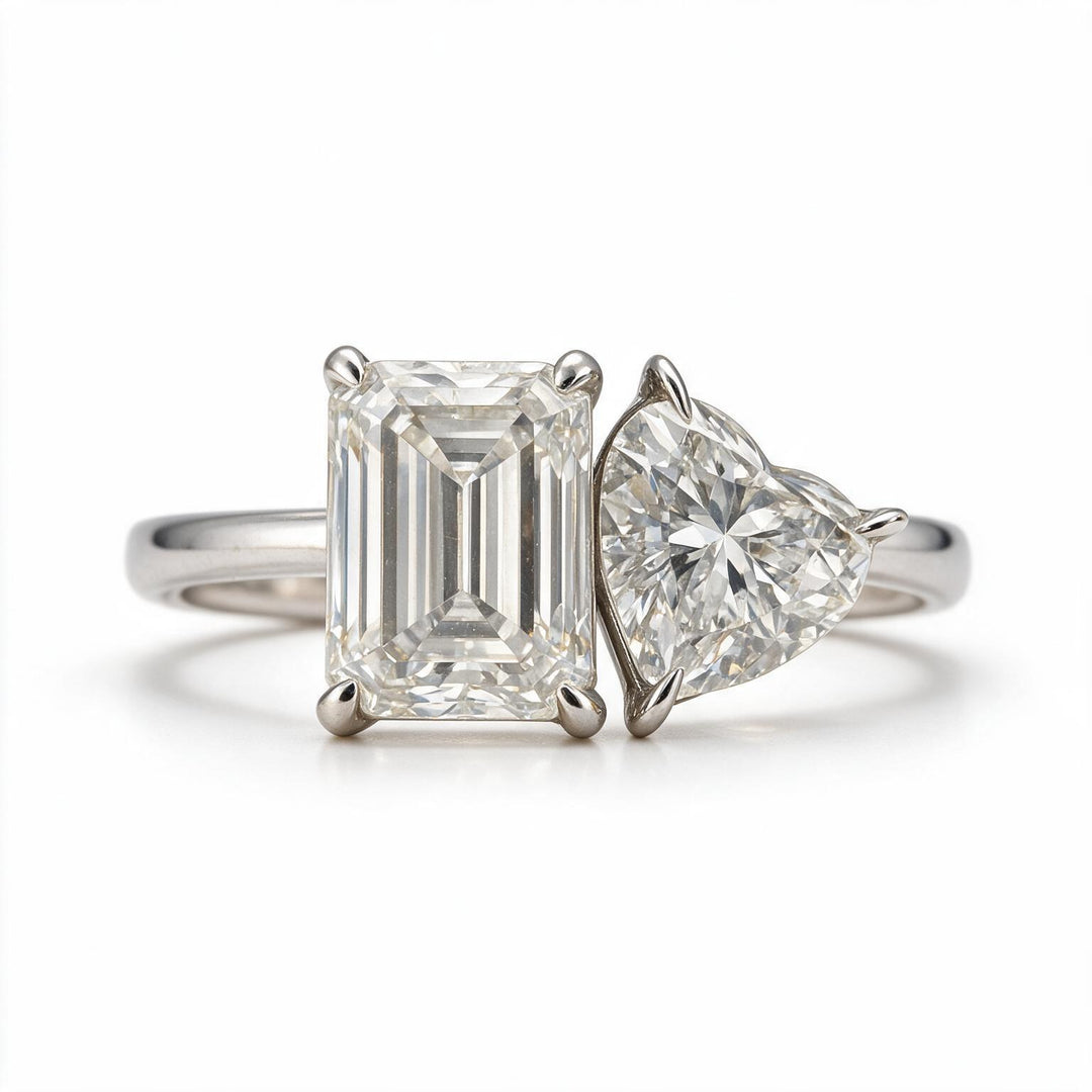 White Rhodium 9K Heart Solitairect Solitaire Ring