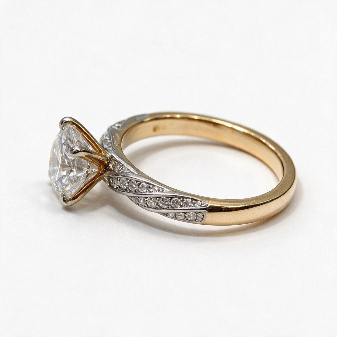 Yellow Gold Polish 9K Round Solitairect Solitaire Ring