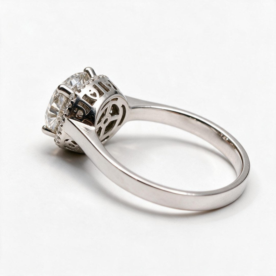 White Rhodium 9K Round Solitairect Solitaire Ring