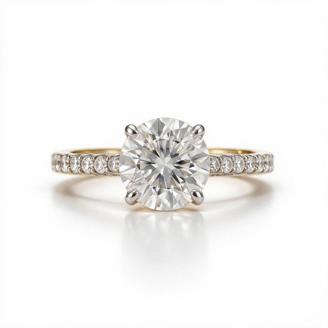 Yellow Gold Polish 9K Round Solitairect Solitaire Ring
