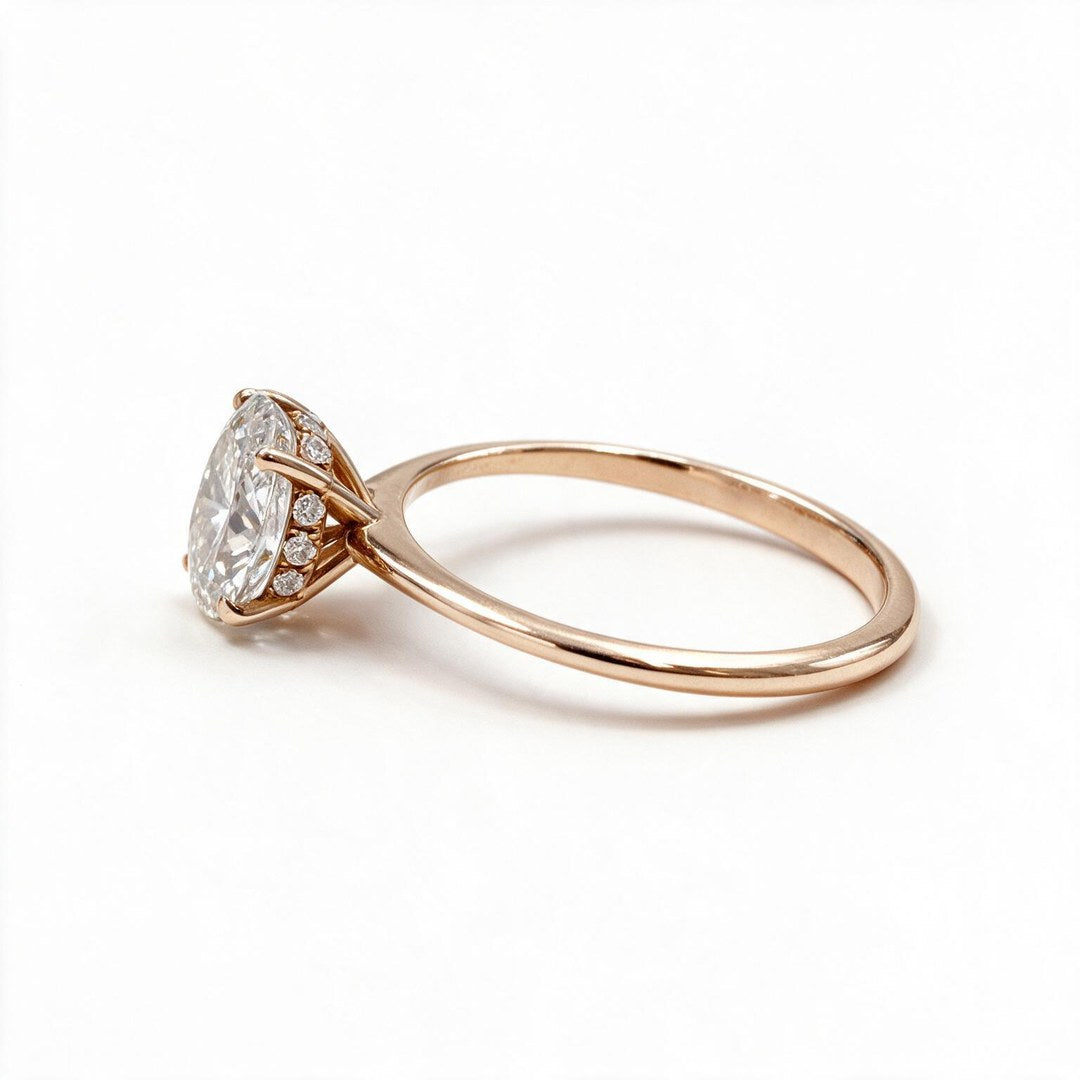 White Rhodium 9K Oval Solitairect Solitaire Ring