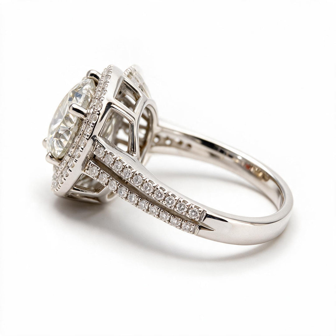 White Rhodium 9K Round Solitairect Solitaire Ring