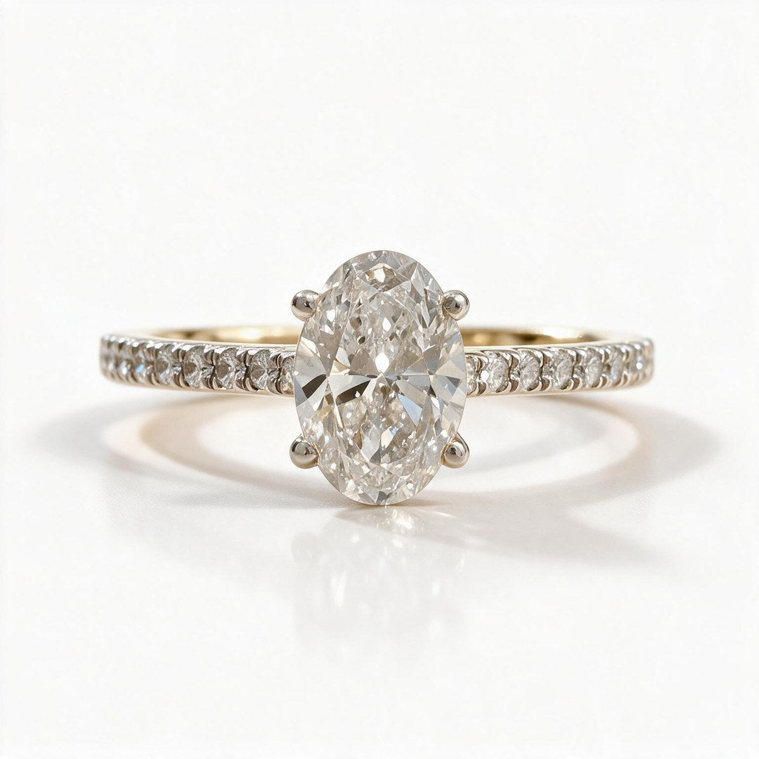 Yellow Gold Polish 9K Oval Solitairect Solitaire Ring