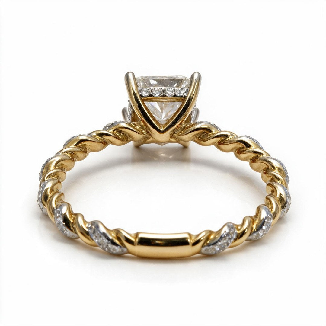 Yellow Gold Polish 9K Princess Solitairect Solitaire Ring