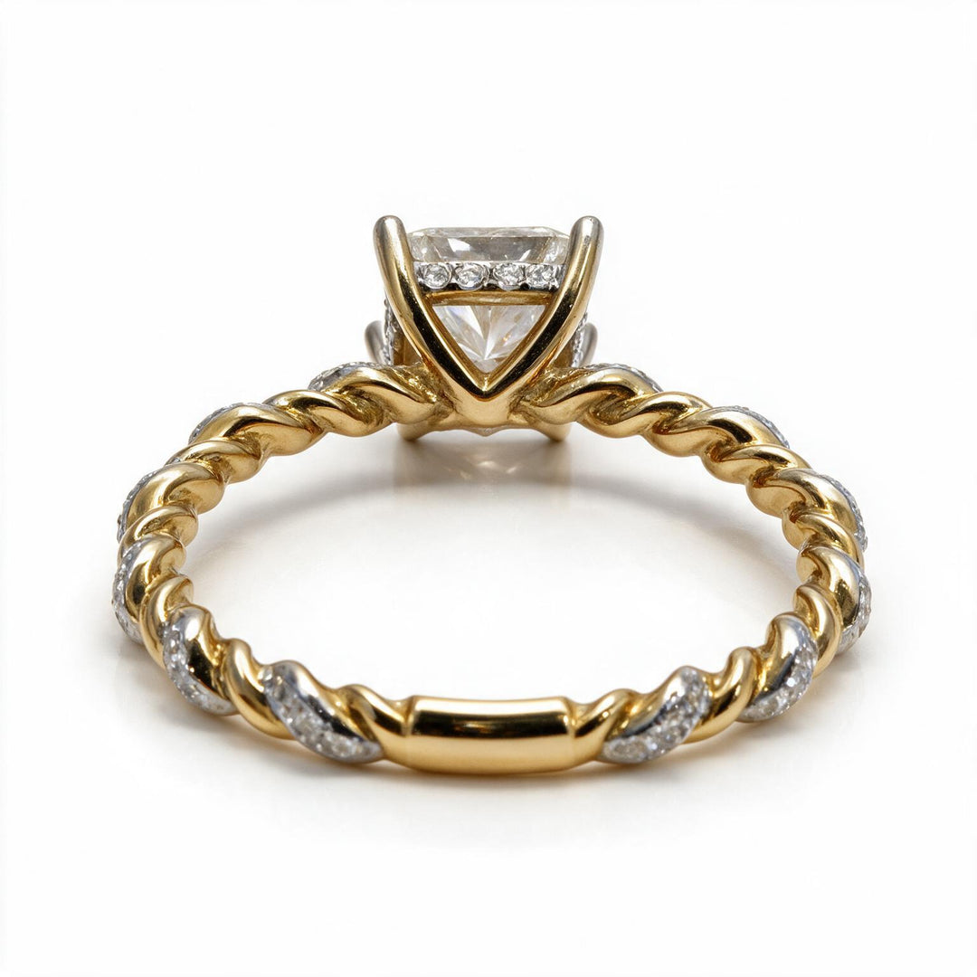 Yellow Gold Polish 9K Princess Solitairect Solitaire Ring