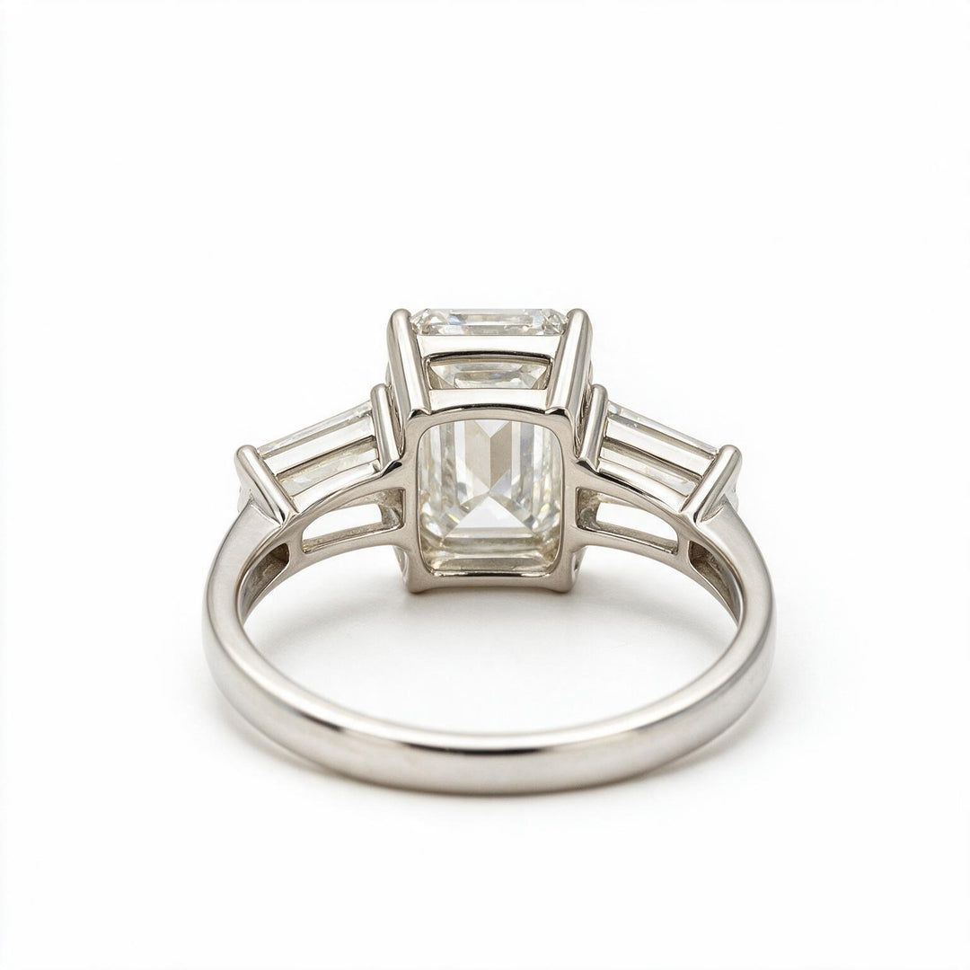 White Rhodium 14K Emerald Solitairect Solitaire Ring