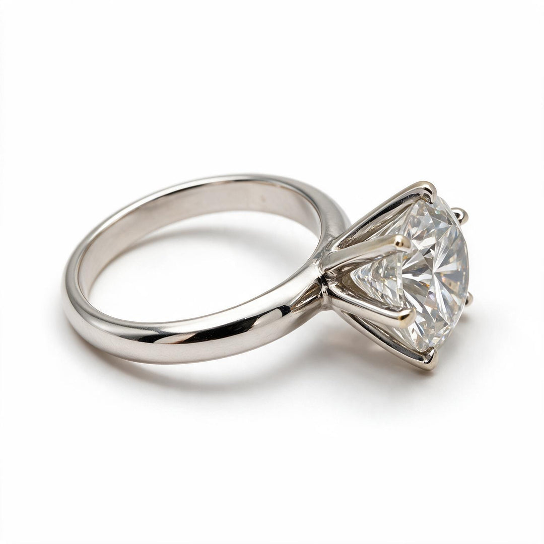 White Rhodium 14K Round Solitairect Solitaire Ring