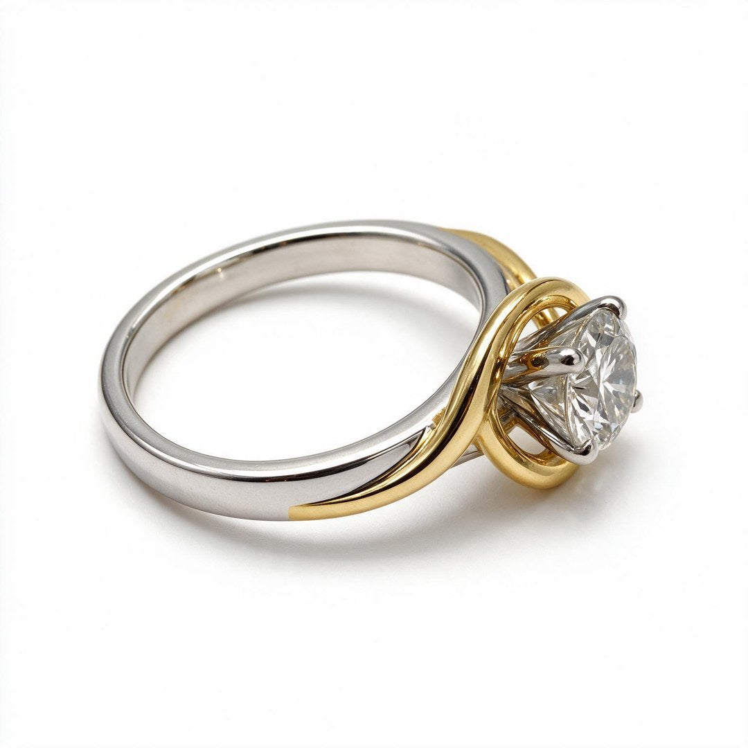 Yellow Gold Polish 9K Round Solitairect Solitaire Ring