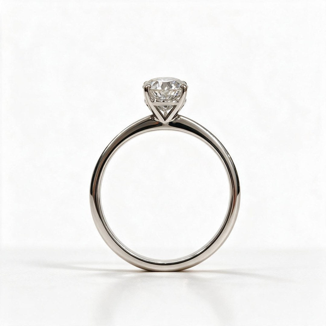 White Rhodium 9K Oval Solitairect Solitaire Ring
