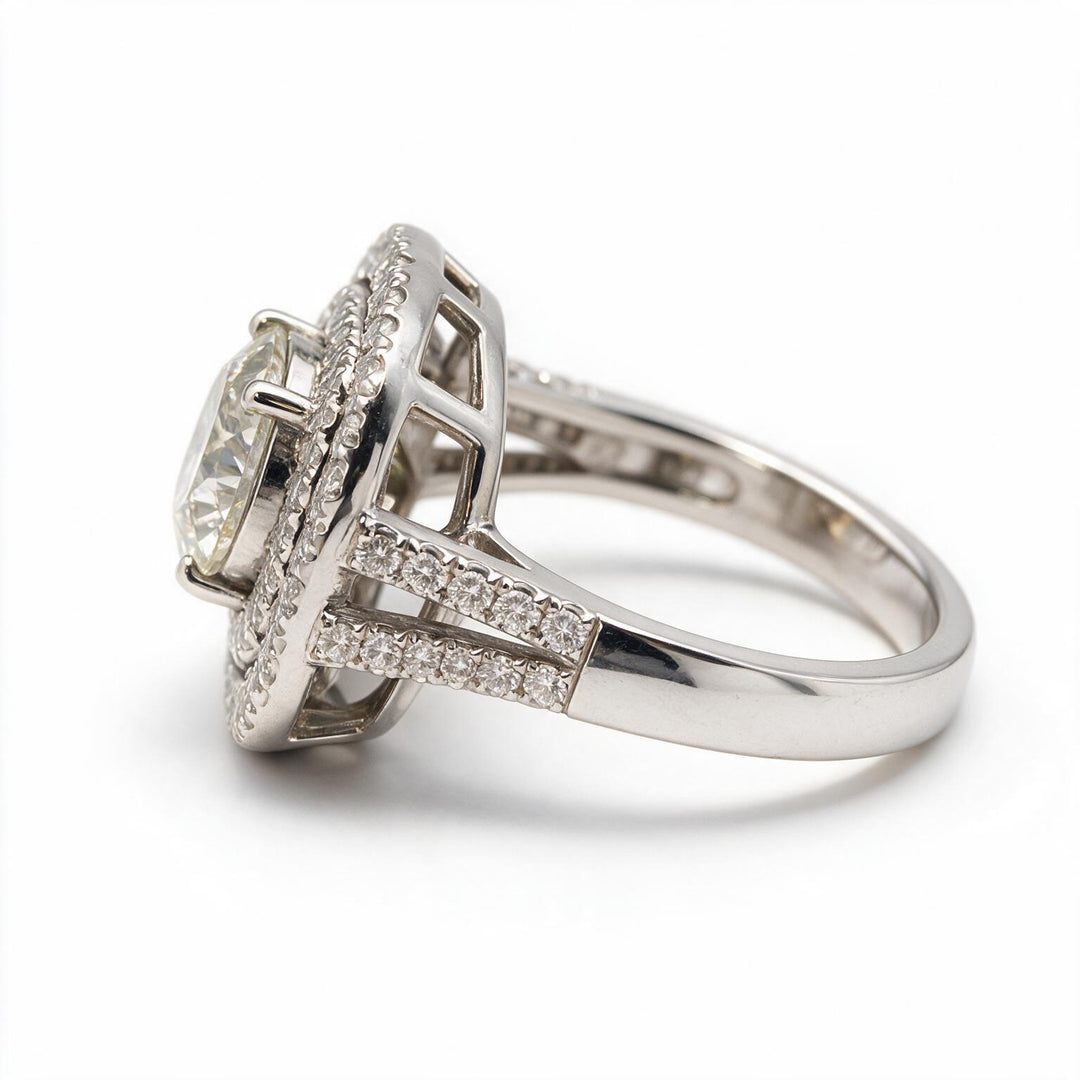 White Rhodium 9K Round Solitairect Solitaire Ring