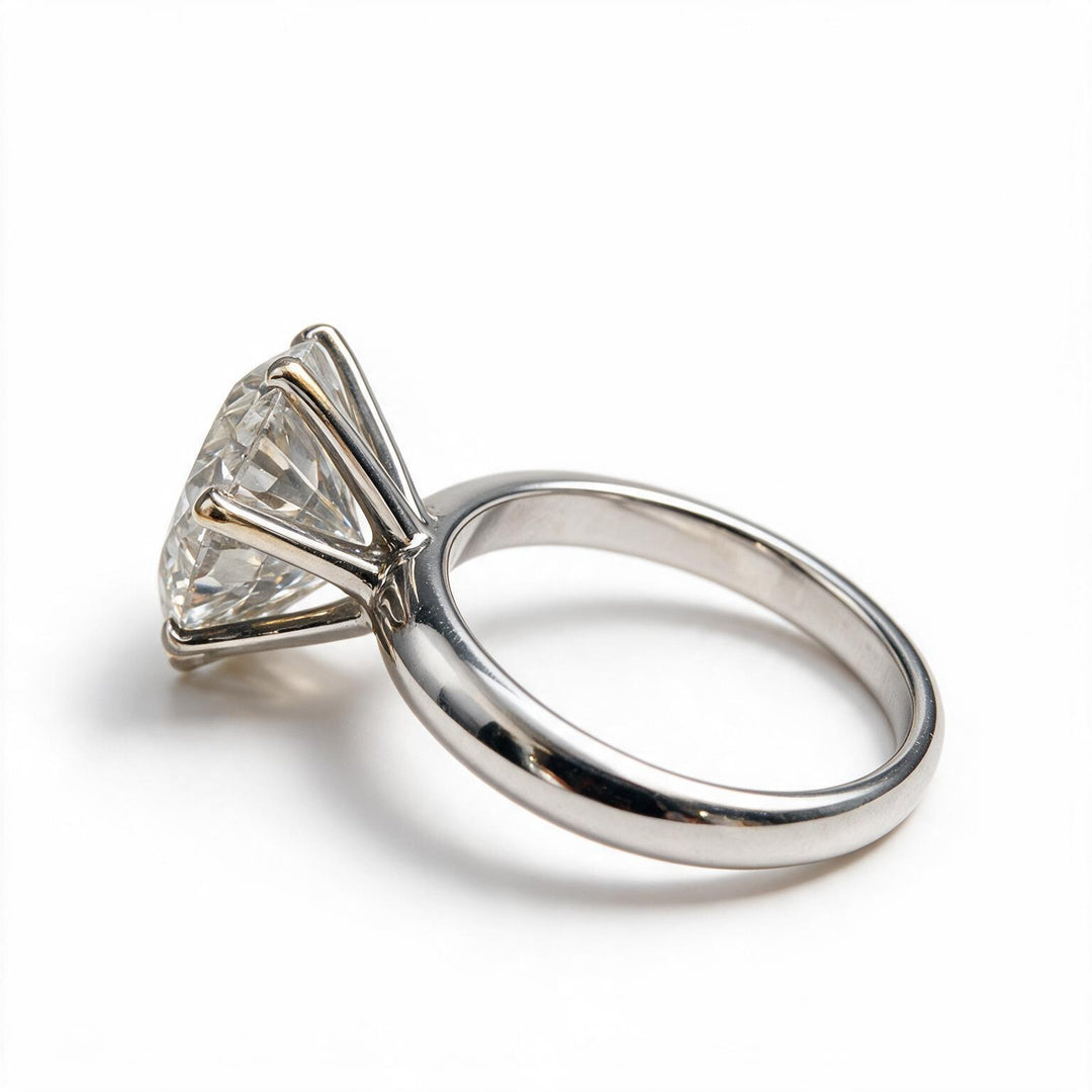 White Rhodium 14K Round Solitairect Solitaire Ring