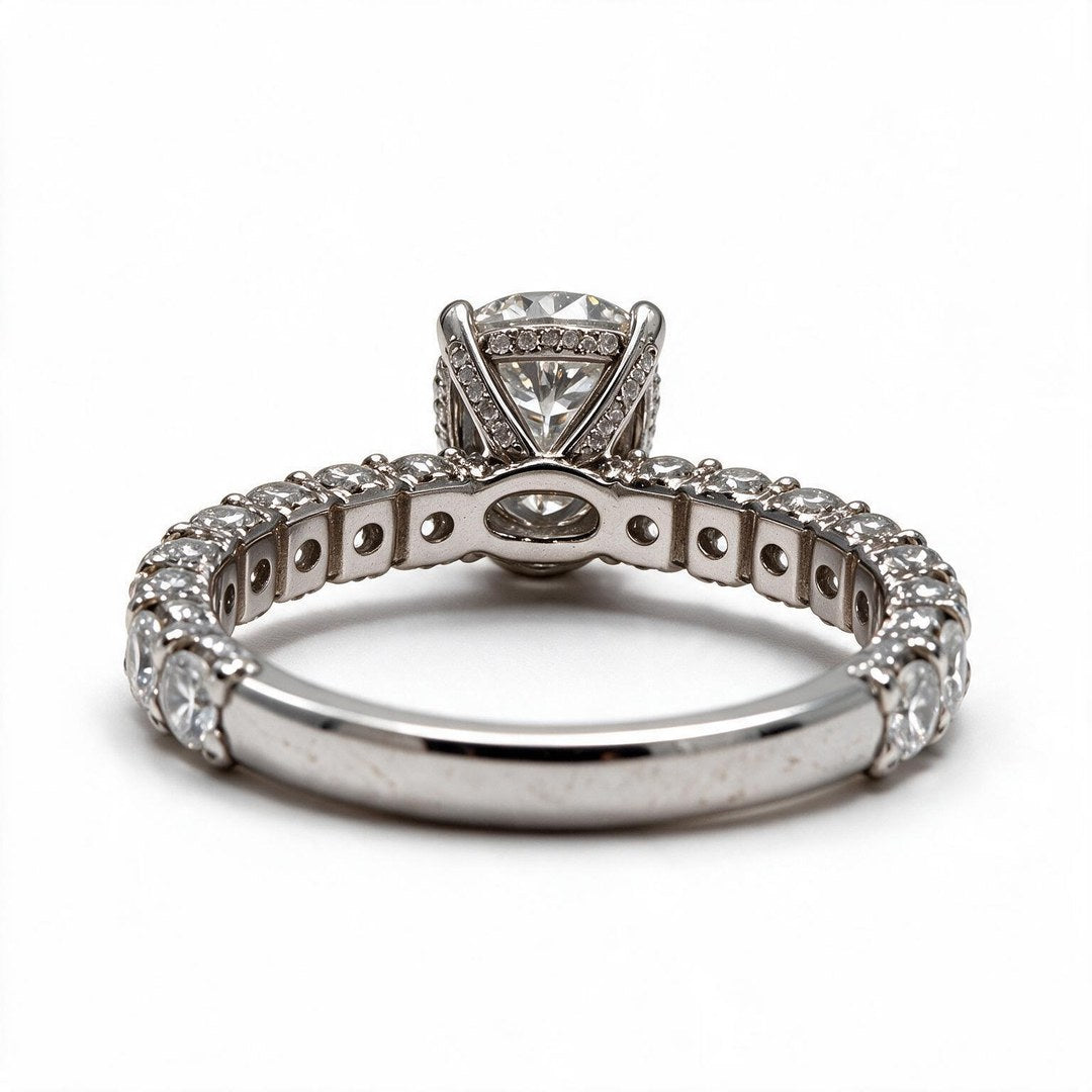 White Rhodium 9K Round Solitairect Solitaire Ring