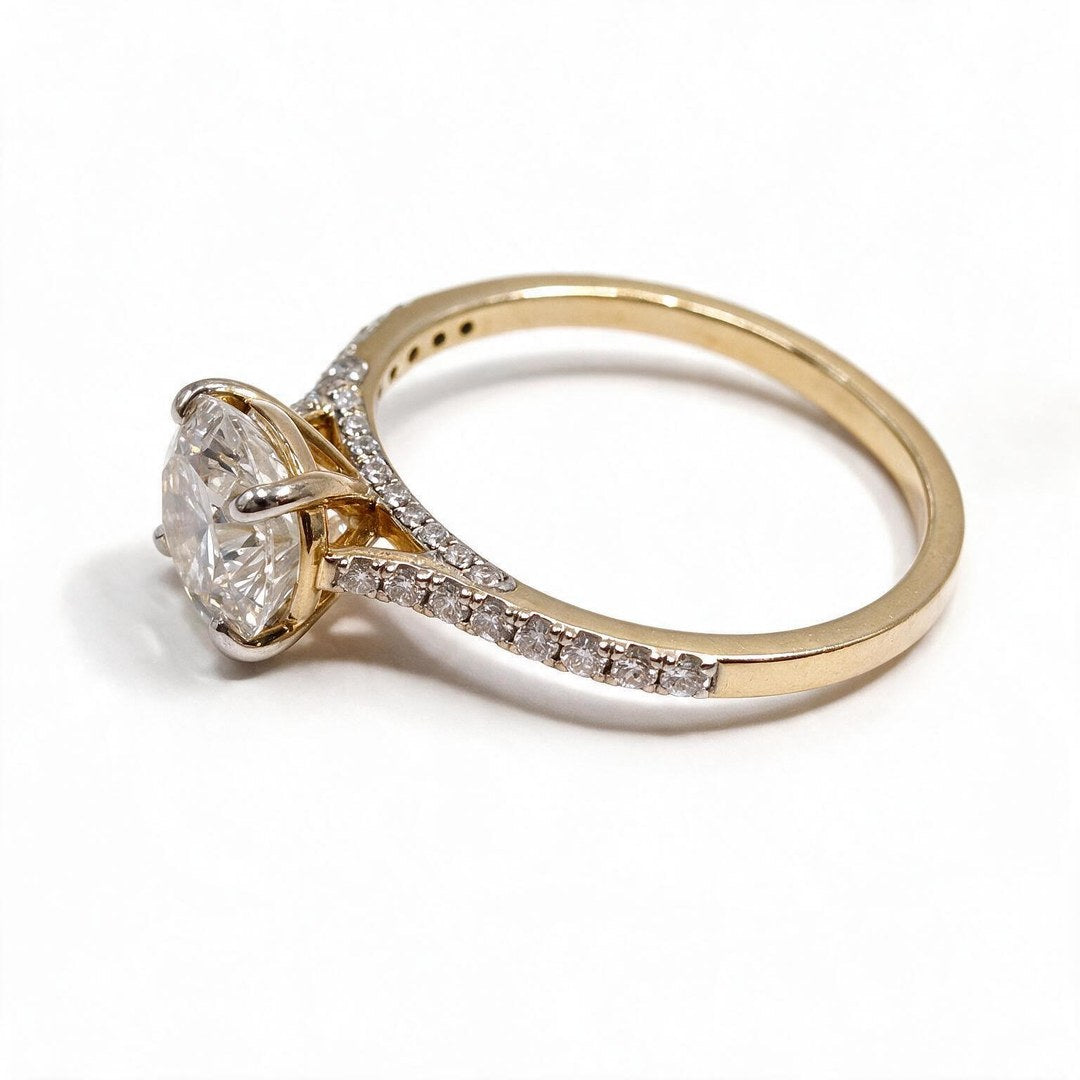 Yellow Gold Polish 9K Round Solitairect Solitaire Ring