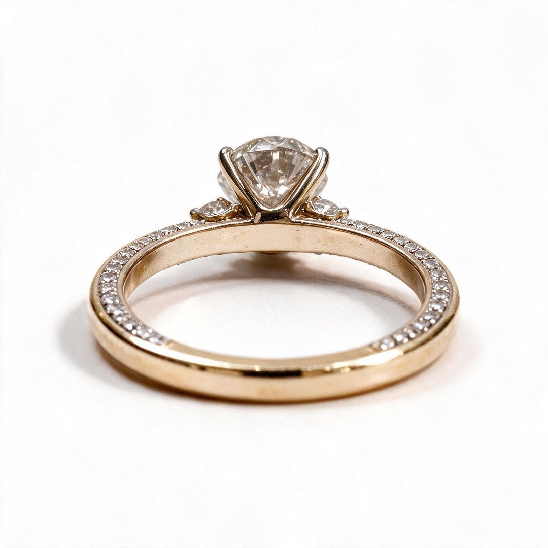 Yellow Gold Polish 9K Round Solitairect Solitaire Ring