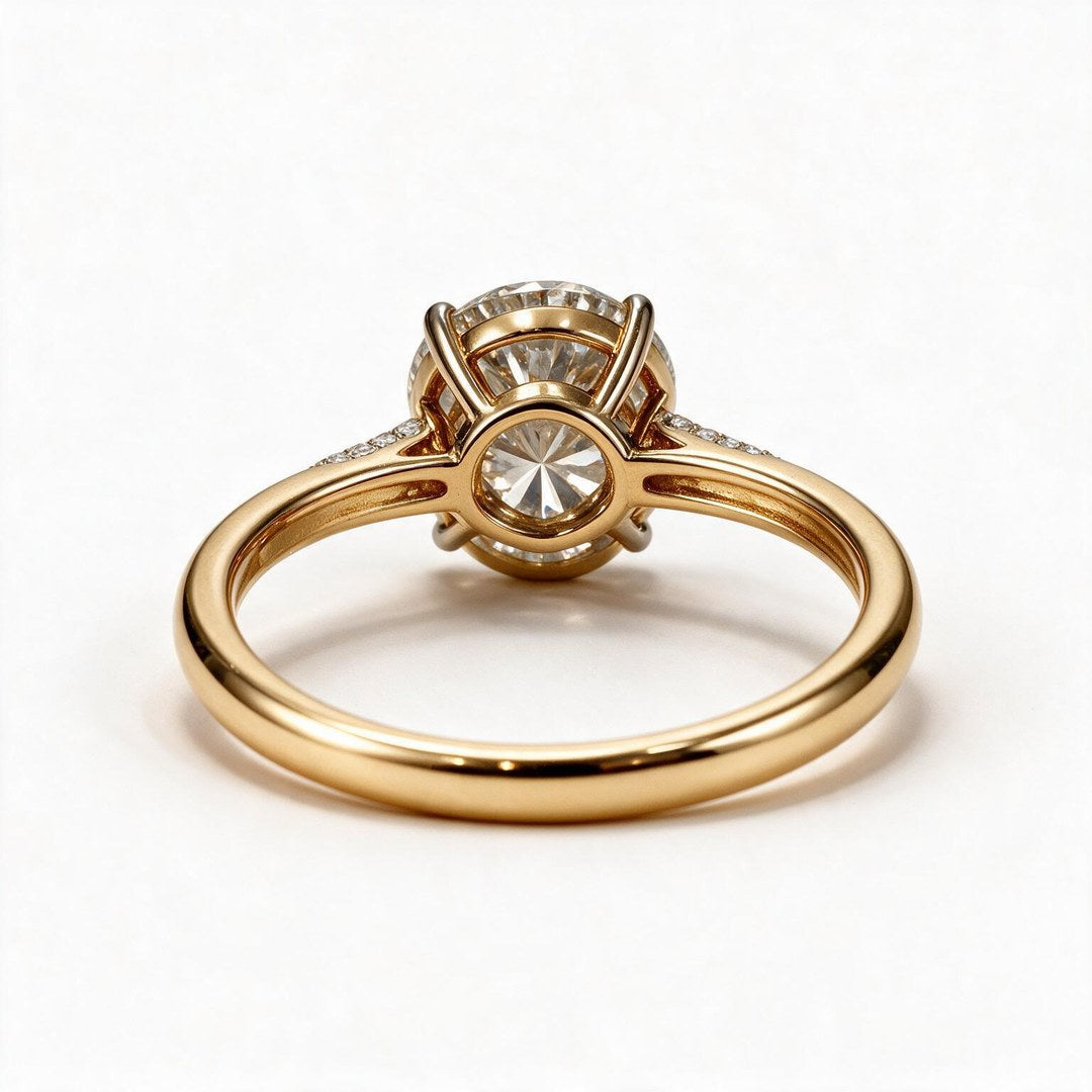 Yellow Gold Polish 9K Round Solitairect Solitaire Ring